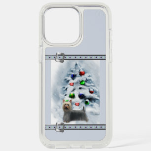 Silky Terrier Cute Blue Christmas Holidays iPhone 15 Pro Max Case