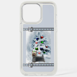 Silky Terrier Cute Blue Christmas Holidays iPhone 15 Pro Max Case