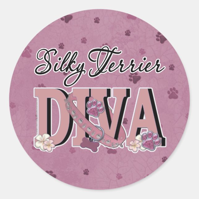 Silky Terrier DIVA Classic Round Sticker (Front)