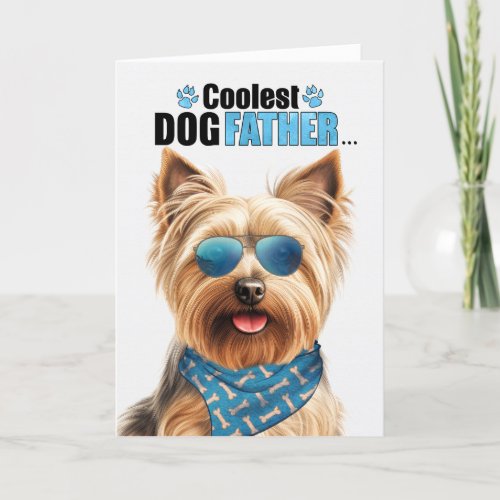 Silky Terrier Dog Coolest Dad Fathers Day Holiday Card