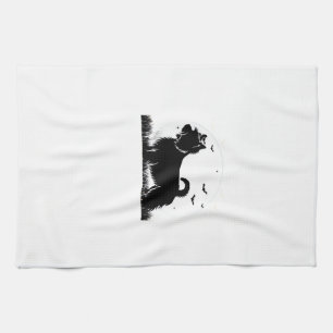 Silky Terrier Dog � Halloween Moon Silhouette Clas Kitchen Towel