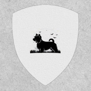 Silky Terrier Dog � Halloween Moon Silhouette Clas Patch