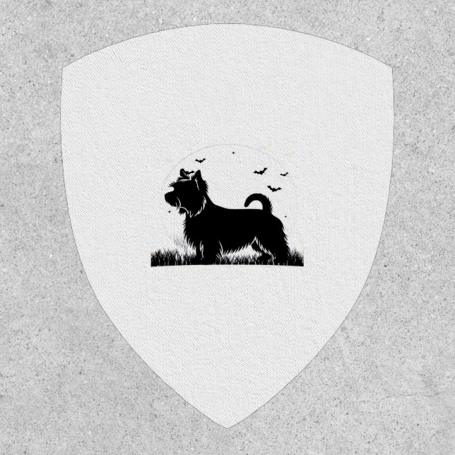 Silky Terrier Dog � Halloween Moon Silhouette Clas Patch (Front)