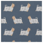 silky terrier dog navy blue fabric