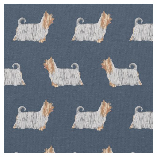 silky terrier dog navy blue fabric