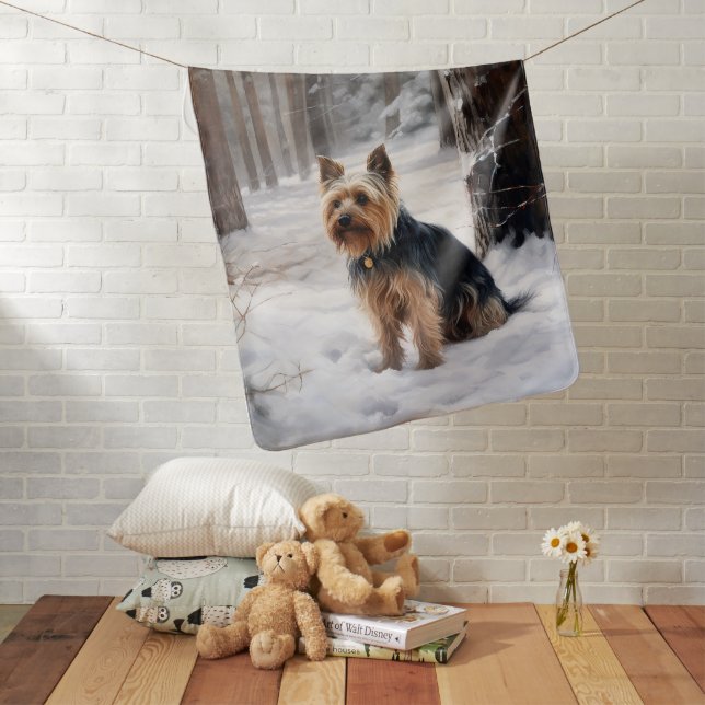 Silky Terrier Let It Snow Christmas  Baby Blanket (In Situ)