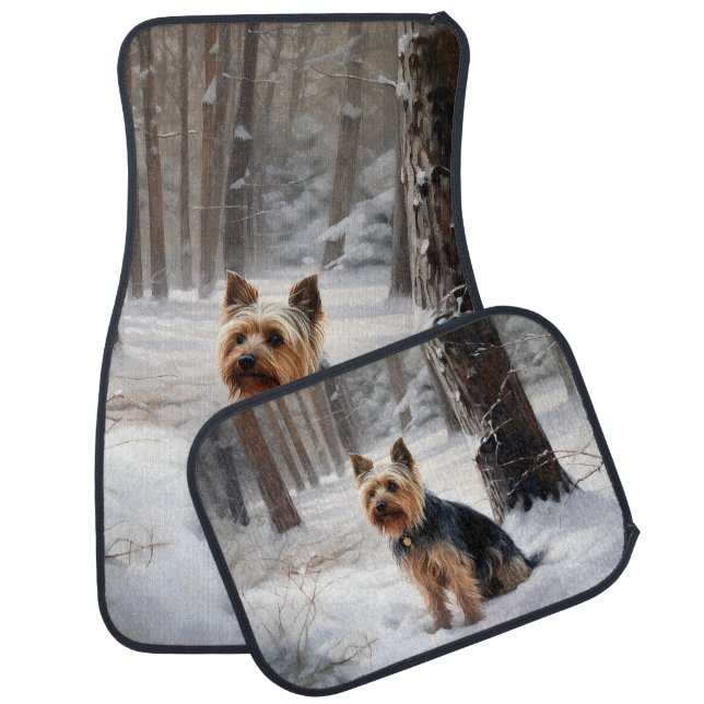 Silky Terrier Let It Snow Christmas  Car Floor Mat (Set)