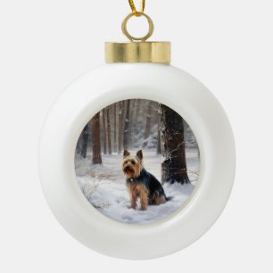 Silky Terrier Let It Snow Christmas Ceramic Ball Christmas Ornament