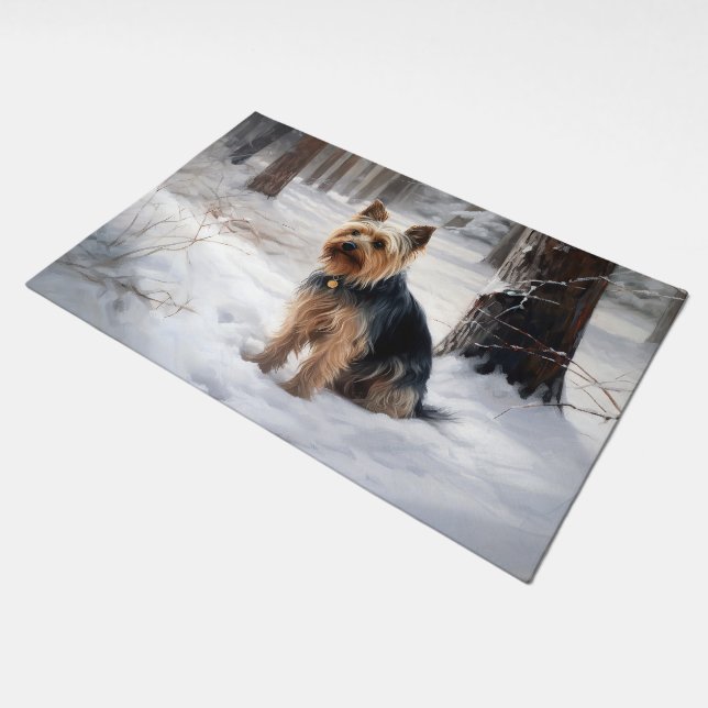 Silky Terrier Let It Snow Christmas  Doormat (Angled)