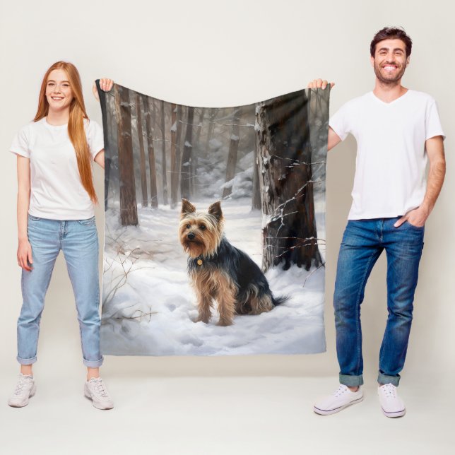 Silky Terrier Let It Snow Christmas  Fleece Blanket (In Situ)