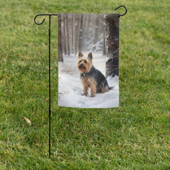 Silky Terrier Let It Snow Christmas  Garden Flag (In SItu)