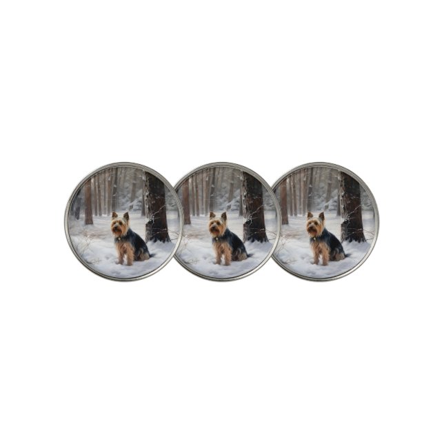 Silky Terrier Let It Snow Christmas  Golf Ball Marker (3 Up)