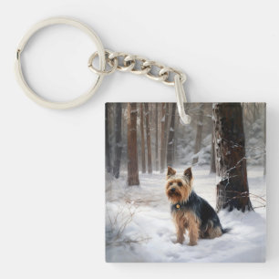 Silky Terrier Let It Snow Christmas Keychain
