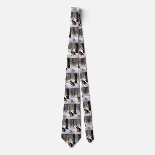 Silky Terrier Let It Snow Christmas  Neck Tie (Front)