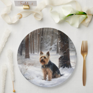 Silky Terrier Let It Snow Christmas Paper Plates