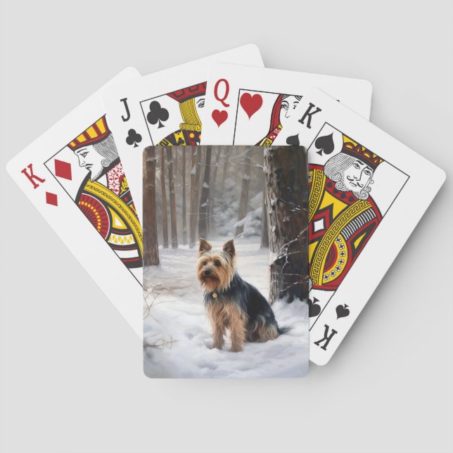 Silky Terrier Let It Snow Christmas  Poker Cards (Back)