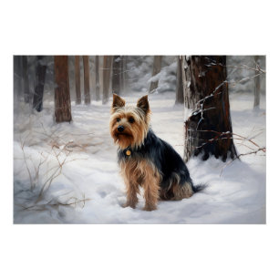Silky Terrier Let It Snow Christmas Poster