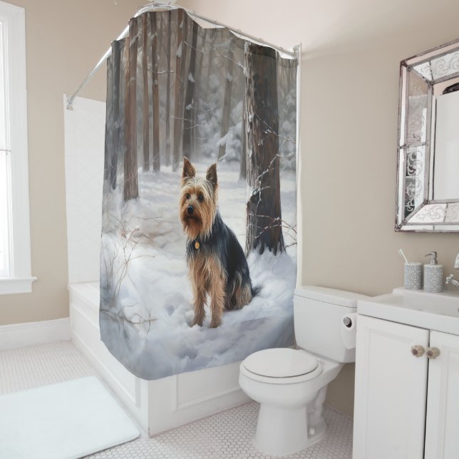Silky Terrier Let It Snow Christmas  Shower Curtain (In Situ)
