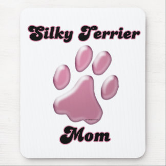 Silky Terrier Mom Pink Pawprint Mouse Pad