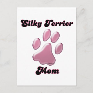Silky Terrier Mom Pink Pawprint Postcard