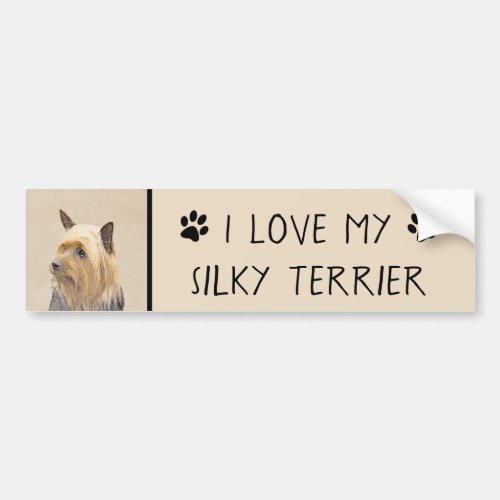 Silky Terrier Painting _ Cute Original Dog Art Bumper Sticker