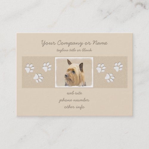 Silky Terrier Painting _ Cute Original Dog Art Business Card