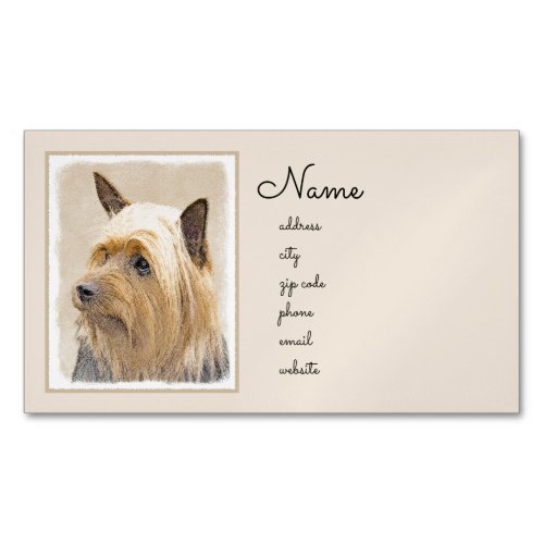 Silky Terrier Painting _ Cute Original Dog Art Business Card Magnet