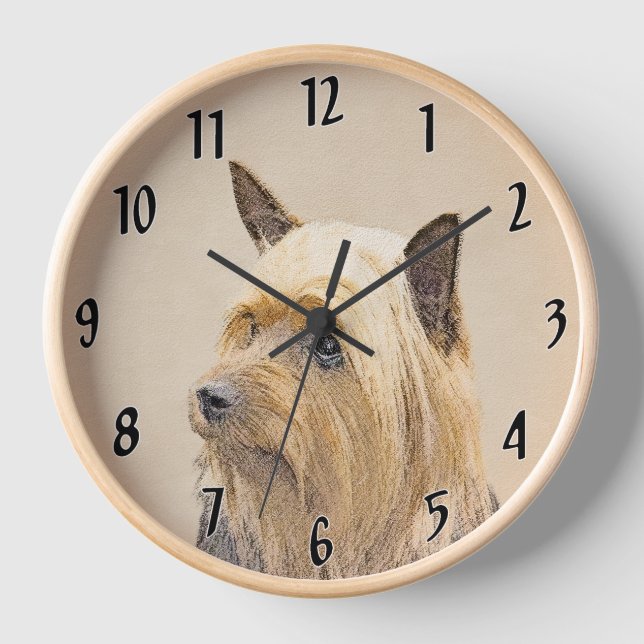 Silky Terrier Painting - Cute Original Dog Art Clock (Front)