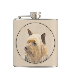 Silky Terrier Painting - Cute Original Dog Art Flask