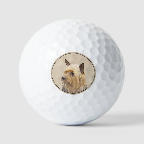 Silky Terrier Painting _ Cute Original Dog Art Golf Balls