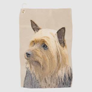 Silky Terrier Painting - Cute Original Dog Art Golf Towel