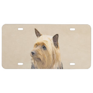 Silky Terrier Painting - Cute Original Dog Art License Plate