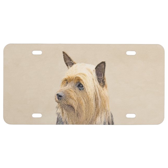 Silky Terrier Painting - Cute Original Dog Art License Plate (Front)