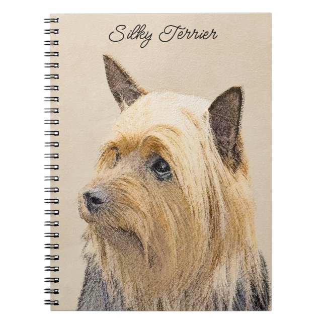 Silky Terrier Painting - Cute Original Dog Art Notebook (Front)