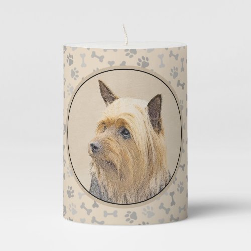 Silky Terrier Painting _ Cute Original Dog Art Pillar Candle