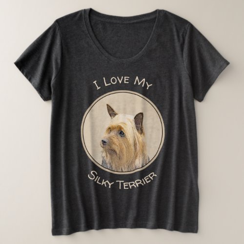 Silky Terrier Painting _ Cute Original Dog Art Plus Size T_Shirt