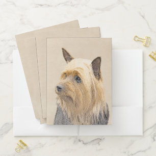 Silky Terrier Painting - Cute Original Dog Art Pocket Folder