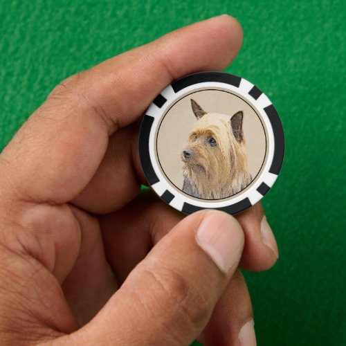 Silky Terrier Painting _ Cute Original Dog Art Poker Chips