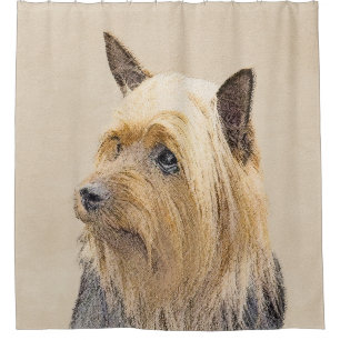 Silky Terrier Painting - Cute Original Dog Art Shower Curtain