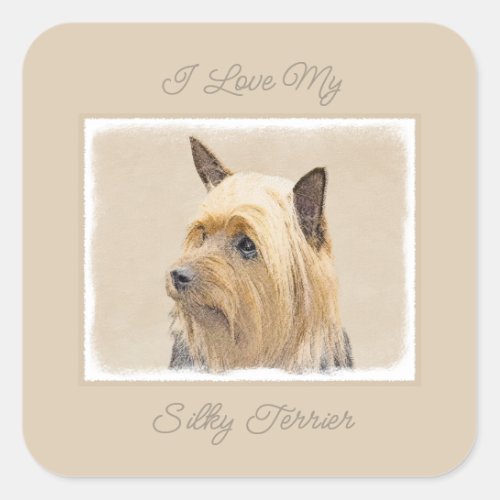 Silky Terrier Painting _ Cute Original Dog Art Squ Square Sticker