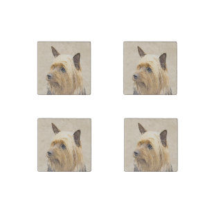 Silky Terrier Painting - Cute Original Dog Art Stone Magnet