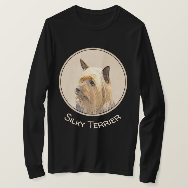 Silky Terrier Painting - Cute Original Dog Art T-Shirt (Design Front)