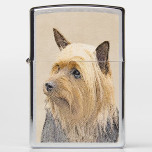 Silky Terrier Painting - Cute Original Dog Art Zippo Lighter