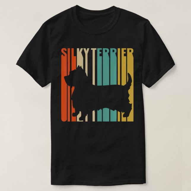Silky Terrier Retro 1970's Dog Silhouette Silky Te T-Shirt (Design Front)