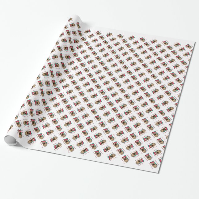 Silky Terrier Santa Paws Wrapping Paper (Unrolled)