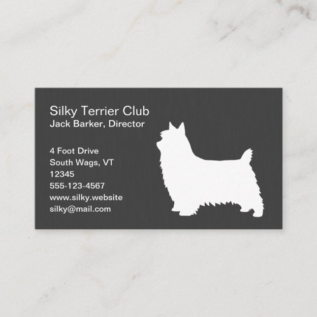 Silky Terrier Silhouette Business Card (Front)