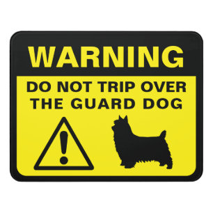 Silky Terrier Silhouette Funny Guard Dog Warning Door Sign