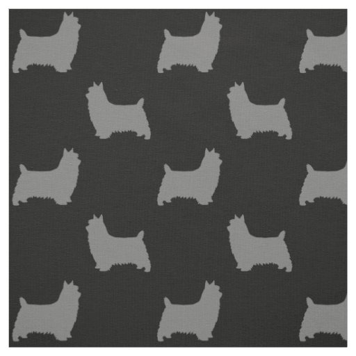 Silky Terrier Silhouettes Grey and Black Patterned Fabric