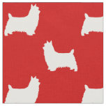 Silky Terrier Silhouettes Red and White Patterned Fabric
