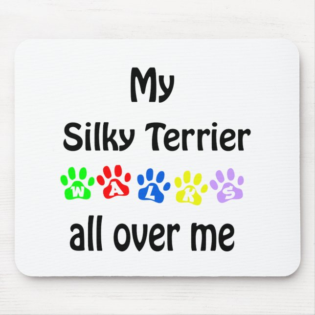 Silky Terrier Walks Design Mouse Pad (Front)
